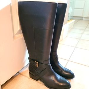 Ralph Lauren Black Tall Leather Boots